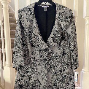 Floral Black and White Women's Jacket